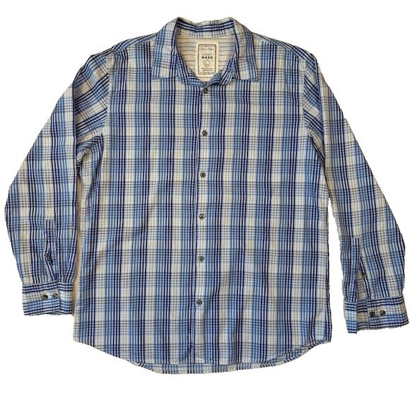 Calvin Klein Collection Other - Calvin Klein Wash 100% Cotton Long Sleeve Button Down Blue/White Plaid Shirt, L